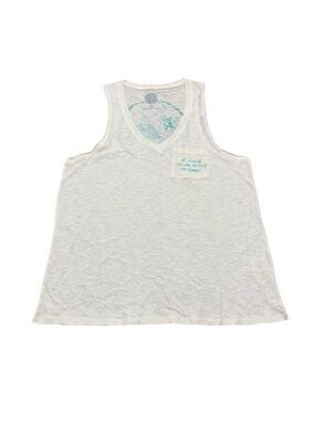 Women’s Lucky We Live Hawaii Tank Top White Turquoise V-Neck
